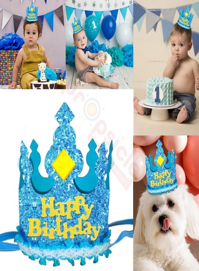 بروبسيكل قبعة عيد ميلاد لامعة زرقاء من بروبسكل للأولاد - (عبوة من قطعة واحدة) قبعة ورقية للحفلات مزودة بمطاط، غطاء رأس مثالي لجلسات التصوير والتزيين في أعياد ميلاد الأطفال - Image 3